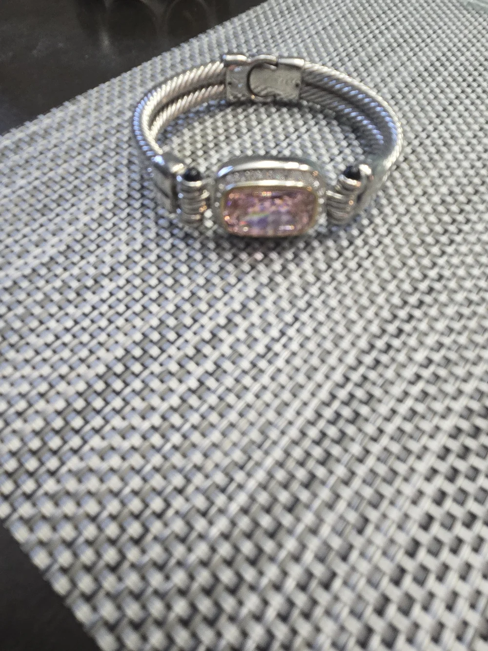 Silver Bracelet with Pink Stone - Women Jewelry